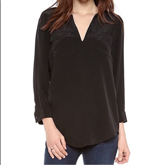 Joie Marlow Black 100% Silk Shirt in Caviar - Picture 9 of 9